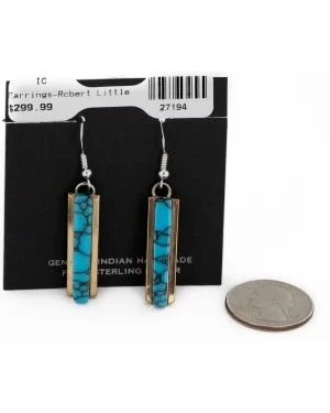 Certified Authentic Handmade .925 Sterling Silver Dangle Native American Earrings Natural Spider Web Turquoise 27194 Certified Authentic Handmade .925 Sterling Silver Dangle Native American Earrings Natural Spider Web Turquoise 27194