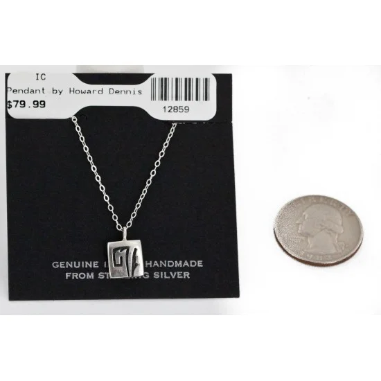 Handmade Certified Authentic Hopi .925 Sterling Silver Pendant Native American Necklace 12859 Handmade Certified Authentic Hopi .925 Sterling Silver Pendant Native American Necklace 12859