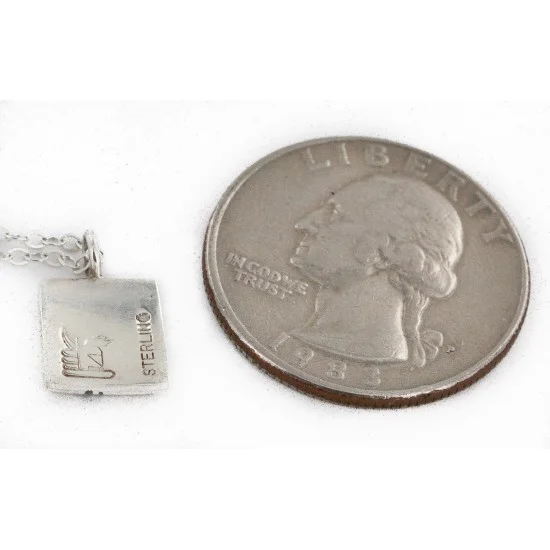 Handmade Certified Authentic Hopi .925 Sterling Silver Pendant Native American Necklace 12859 Handmade Certified Authentic Hopi .925 Sterling Silver Pendant Native American Necklace 12859