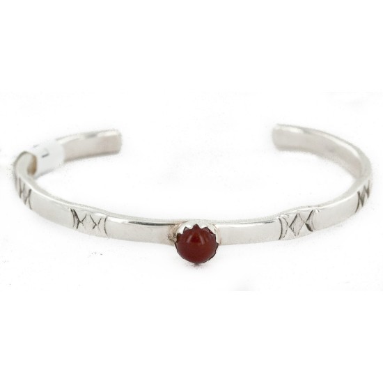 Handmade Navajo .925 Sterling Silver Natural Carnelian Baby Bracelet 12853-3