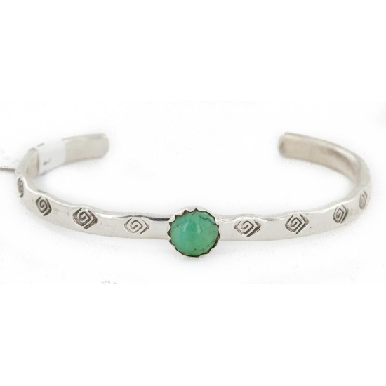 Handmade Certified Authentic Navajo .925 Sterling Silver Natural Turquoise Baby Native American Bracelet 12853-7 Handmade Certified Authentic Navajo .925 Sterling Silver Natural Turquoise Baby Native American Bracelet 12853-7