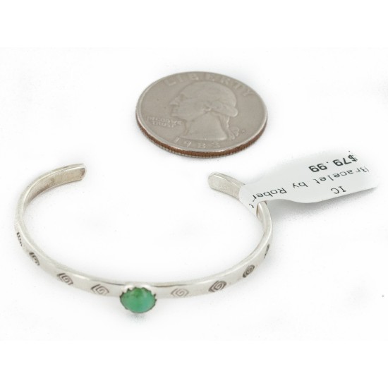 Handmade Certified Authentic Navajo .925 Sterling Silver Natural Turquoise Baby Native American Bracelet 12853-7 Handmade Certified Authentic Navajo .925 Sterling Silver Natural Turquoise Baby Native American Bracelet 12853-7