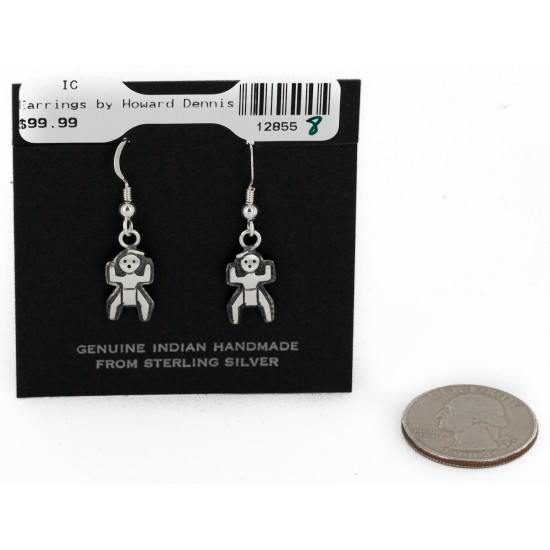 Handmade Kachina Certified Authentic Hopi .925 Sterling Silver Dangle Native American Earrings 12855-8 All Products 12855-8 12855-8 (by LomaSiiva)