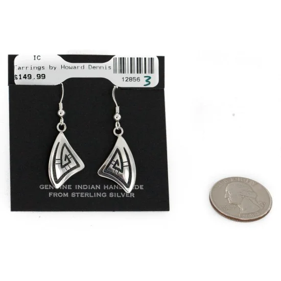 Handmade Kachina Certified Authentic Hopi .925 Sterling Silver Dangle Native American Earrings 12856-3 Handmade Kachina Certified Authentic Hopi .925 Sterling Silver Dangle Native American Earrings 12856-3