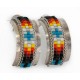 Large Certified Authentic Handmade Navajo .925 Sterling Silver Beaded Multicolor Stud Native American Earrings 18101-1