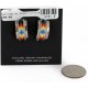 Large Certified Authentic Handmade Navajo .925 Sterling Silver Beaded Multicolor Stud Native American Earrings 18101-1