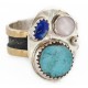 12kt Gold Filled 925 Sterling Silver Handmade Certified Authentic Navajo Natural Multicolor Stones Native American Ring  12689-1