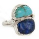 .925 Sterling Silver Handmade Certified Authentic Navajo Natural Turquoise and Lapis Native American Ring  17002-12