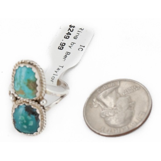 .925 Sterling Silver Handmade Certified Authentic Navajo Natural Turquoise Native American Ring 17002-7 .925 Sterling Silver Handmade Certified Authentic Navajo Natural Turquoise Native American Ring 17002-7