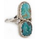 .925 Sterling Silver Handmade Certified Authentic Navajo Natural Turquoise Native American Ring  17002-7