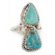 .925 Sterling Silver Handmade Certified Authentic Navajo Natural Turquoise Native American Ring  17002-8