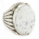 .925 Sterling Silver Handmade Certified Authentic Signed Navajo Natural White Buffalo Native American Ring  17004