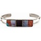 Handmade Certified Authentic Navajo .925 Sterling Silver Inlay Natural Multicolor Stones Native American Bracelet 12801