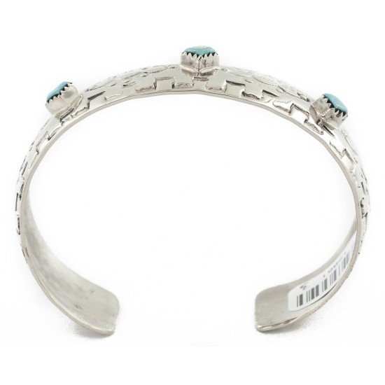 Handmade Certified Authentic Navajo Pure Nickel Native American Bracelet Natural Turquoise 12861-3 Handmade Certified Authentic Navajo Pure Nickel Native American Bracelet Natural Turquoise 12861-3