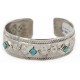 Handmade Certified Authentic Navajo Pure Nickel Native American Bracelet Natural Turquoise 2 12861-2