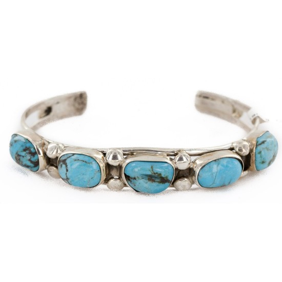 Handmade Certified Authentic Nuggets Navajo .925 Sterling Silver Natural Turquoise Native American Bracelet 12798-1 Handmade Certified Authentic Nuggets Navajo .925 Sterling Silver Natural Turquoise Native American Bracelet 12798-1