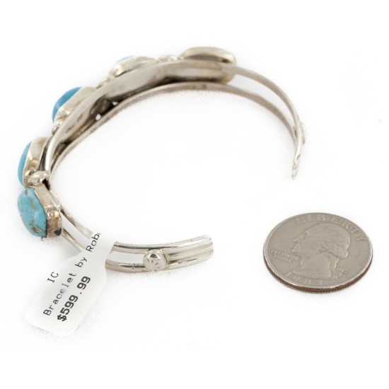 Handmade Certified Authentic Nuggets Navajo .925 Sterling Silver Natural Turquoise Native American Bracelet 12798-1 Handmade Certified Authentic Nuggets Navajo .925 Sterling Silver Natural Turquoise Native American Bracelet 12798-1