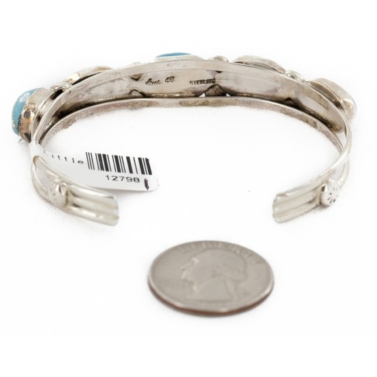 Handmade Certified Authentic Nuggets Navajo .925 Sterling Silver Natural Turquoise Native American Bracelet 12798-1 Handmade Certified Authentic Nuggets Navajo .925 Sterling Silver Natural Turquoise Native American Bracelet 12798-1