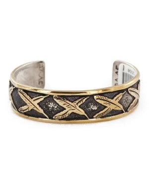 12kt Gold Filled and .925 Sterling Silver Handmade Feather Certified Authentic Navajo Native American Bracelet 12558-1 12kt Gold Filled and .925 Sterling Silver Handmade Feather Certified Authentic Navajo Native American Bracelet 12558-1