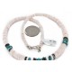 Certified Authentic Navajo .925 Sterling Silver Graduated Melon Shell and Turquoise Native American Necklace 1 16051-1