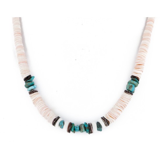 Certified Authentic Navajo .925 Sterling Silver Graduated Melon Shell and Turquoise Native American Necklace 1 16051-1 Certified Authentic Navajo .925 Sterling Silver Graduated Melon Shell and Turquoise Native American Necklace 1 16051-1