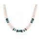 Certified Authentic Navajo .925 Sterling Silver Graduated Melon Shell and Turquoise Native American Necklace 1 16051-1