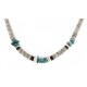 Certified Authentic Navajo .925 Sterling Silver Graduated Melon Shell and Turquoise Native American Necklace 16051-2