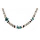 Certified Authentic Navajo .925 Sterling Silver Graduated Melon Shell and Turquoise Native American Necklace 16051-2 Certified Authentic Navajo .925 Sterling Silver Graduated Melon Shell and Turquoise Native American Necklace 16051-2