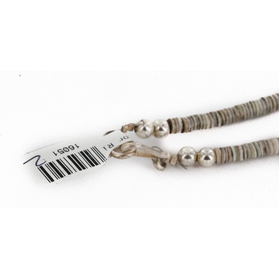 Certified Authentic Navajo .925 Sterling Silver Graduated Melon Shell and Turquoise Native American Necklace 16051-2 Certified Authentic Navajo .925 Sterling Silver Graduated Melon Shell and Turquoise Native American Necklace 16051-2