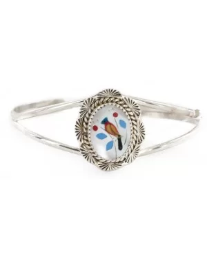 Handmade Navajo .925 Sterling Silver Natural Turquoise Coral Mother of Pearl Onyx Inlay Bracelet NB150918002216 Handmade Navajo .925 Sterling Silver Natural Turquoise Coral Mother of Pearl Onyx Inlay Bracelet NB150918002216