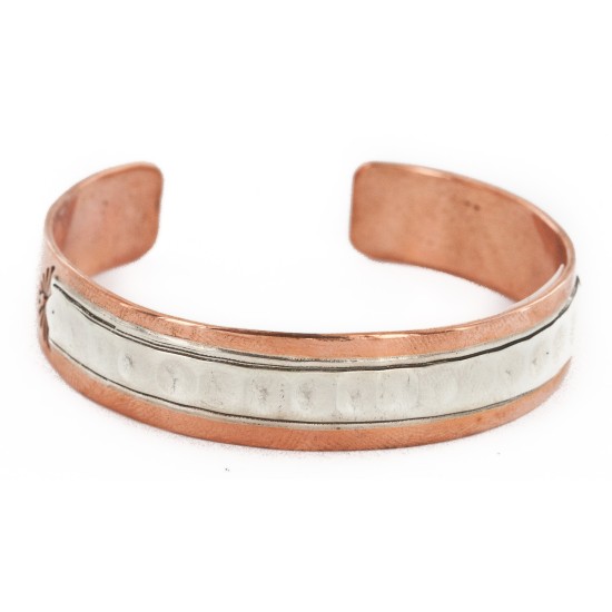 Handmade Certified Authentic Navajo Pure .925 Sterling Silver and Copper Native American Bracelet 12703-11 Handmade Certified Authentic Navajo Pure .925 Sterling Silver and Copper Native American Bracelet 12703-11