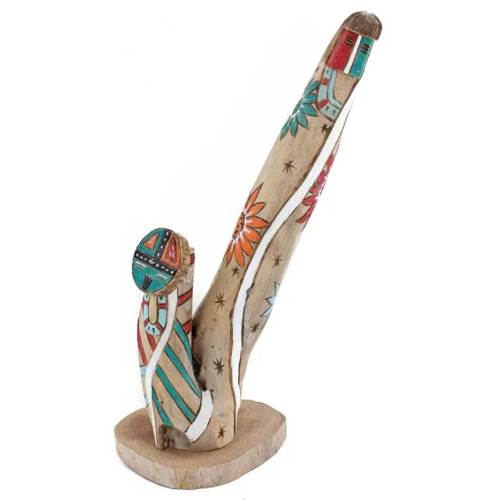 $200 Handmade Handpainted Certified Authentic Hopi Sunface Healing and Blessing Signed Native American Kachina 19138