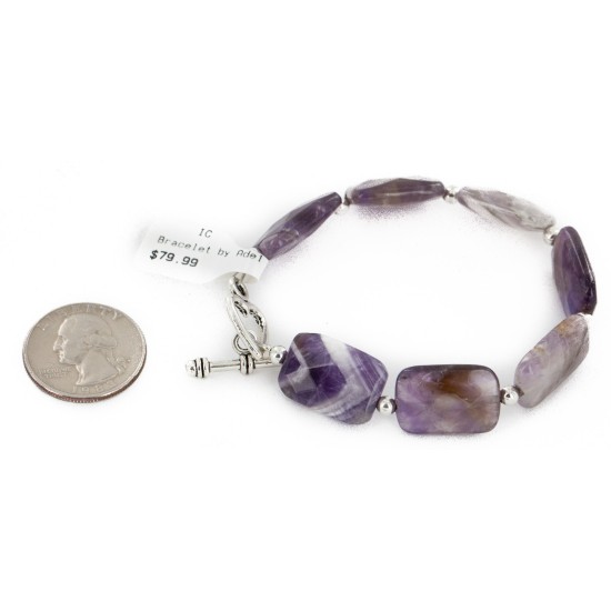 Certified Authentic Navajo Natural Amethyst Link Native American Bracelet 12742-108 Certified Authentic Navajo Natural Amethyst Link Native American Bracelet 12742-108