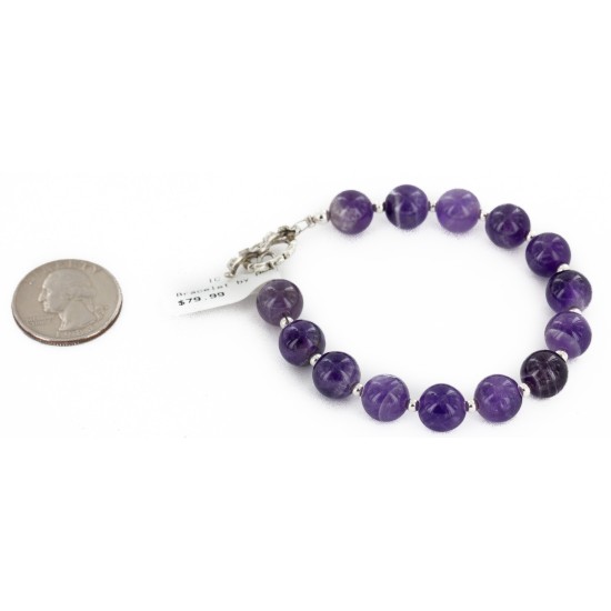 Certified Authentic Navajo Natural Amethyst Link Native American Bracelet 1 12742-114 Certified Authentic Navajo Natural Amethyst Link Native American Bracelet 1 12742-114