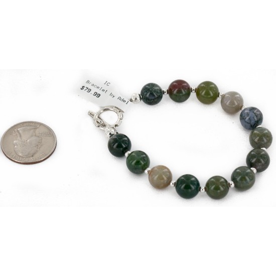 Certified Authentic Navajo Natural Agate Link Native American Bracelet 12742-105 Certified Authentic Navajo Natural Agate Link Native American Bracelet 12742-105