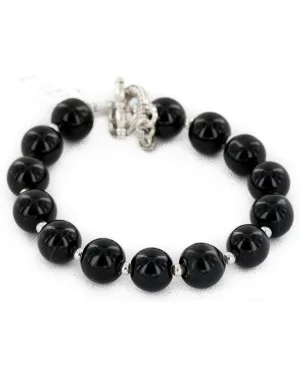Certified Authentic Navajo Natural Black Onyx Link Native American Bracelet 12742-107