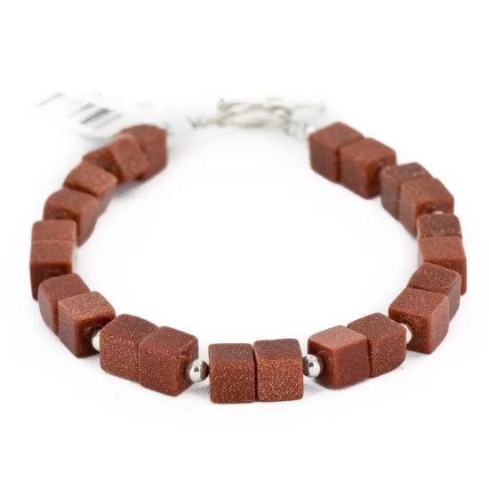 Certified Authentic Navajo Natural Goldstone Link Native American Bracelet 12742-111