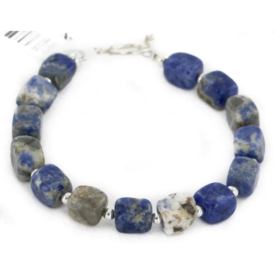 Certified Authentic Navajo Natural Lapis Link Native American Bracelet 12742-104