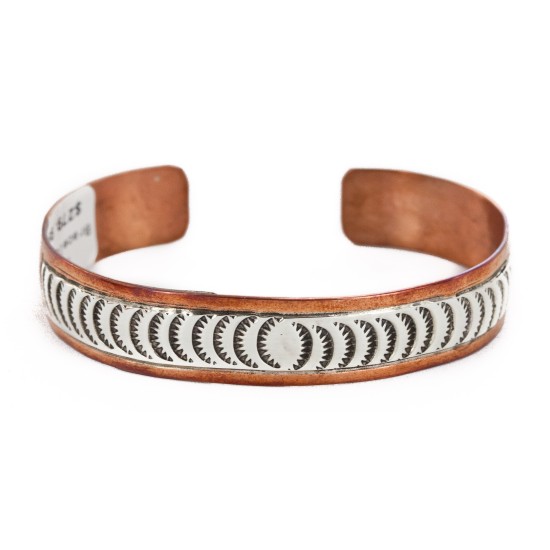 Handmade Certified Authentic Navajo Pure .925 Sterling Silver and Copper Native American Bracelet 12721-4 Handmade Certified Authentic Navajo Pure .925 Sterling Silver and Copper Native American Bracelet 12721-4