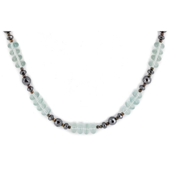 Certified Authentic Navajo .925 Sterling Silver Natural Hematite and Blue Quartz Native American Necklace 15388-1 Certified Authentic Navajo .925 Sterling Silver Natural Hematite and Blue Quartz Native American Necklace 15388-1