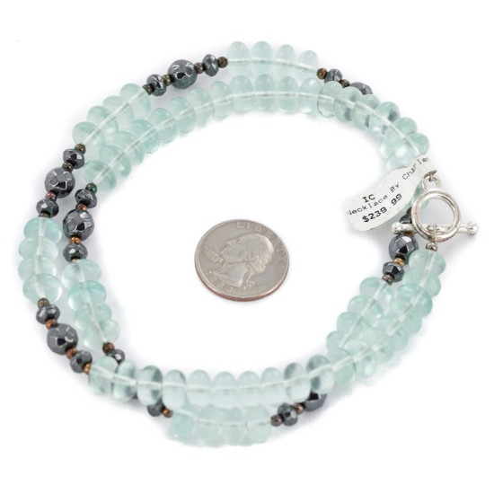 Certified Authentic Navajo .925 Sterling Silver Natural Hematite and Blue Quartz Native American Necklace 15388-1 Certified Authentic Navajo .925 Sterling Silver Natural Hematite and Blue Quartz Native American Necklace 15388-1