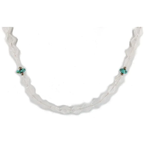 .925 Sterling Silver Certified Authentic Navajo Natural Turquoise Quartz Chain Native American Necklace 15948-1 .925 Sterling Silver Certified Authentic Navajo Natural Turquoise Quartz Chain Native American Necklace 15948-1