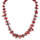 Certified Authentic Navajo .925 Sterling Silver Coral and Natural Turquoise Native American Necklace 15825-1