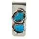 Handmade Certified Authentic Navajo Nickel and .925 Sterling Silver Natural Turquoise Native American Money Clip 10530-1