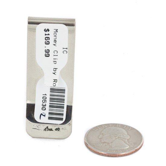 Handmade Certified Authentic Navajo Nickel and .925 Sterling Silver Natural Turquoise Native American Money Clip 10530-2 Handmade Certified Authentic Navajo Nickel and .925 Sterling Silver Natural Turquoise Native American Money Clip 10530-2