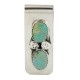 Handmade Certified Authentic Navajo Nickel and .925 Sterling Silver Natural Turquoise Native American Money Clip 10530-7
