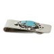Handmade Certified Authentic Navajo Nickel and .925 Sterling Silver Natural Turquoise Native American Money Clip 11264-1