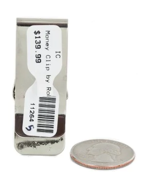 Handmade Certified Authentic Navajo Nickel and .925 Sterling Silver White Buffalo Native American Money Clip 11264-5