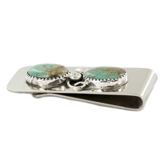 Handmade Navajo Certified Authentic Nickel and .925 Sterling Silver Natural Turquoise Native American Money Clip 10530-4 Handmade Navajo Certified Authentic Nickel and .925 Sterling Silver Natural Turquoise Native American Money Clip 10530-4