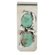 Navajo Handmade Certified Authentic Nickel and .925 Sterling Silver Natural Turquoise Native American Money Clip 10530-6